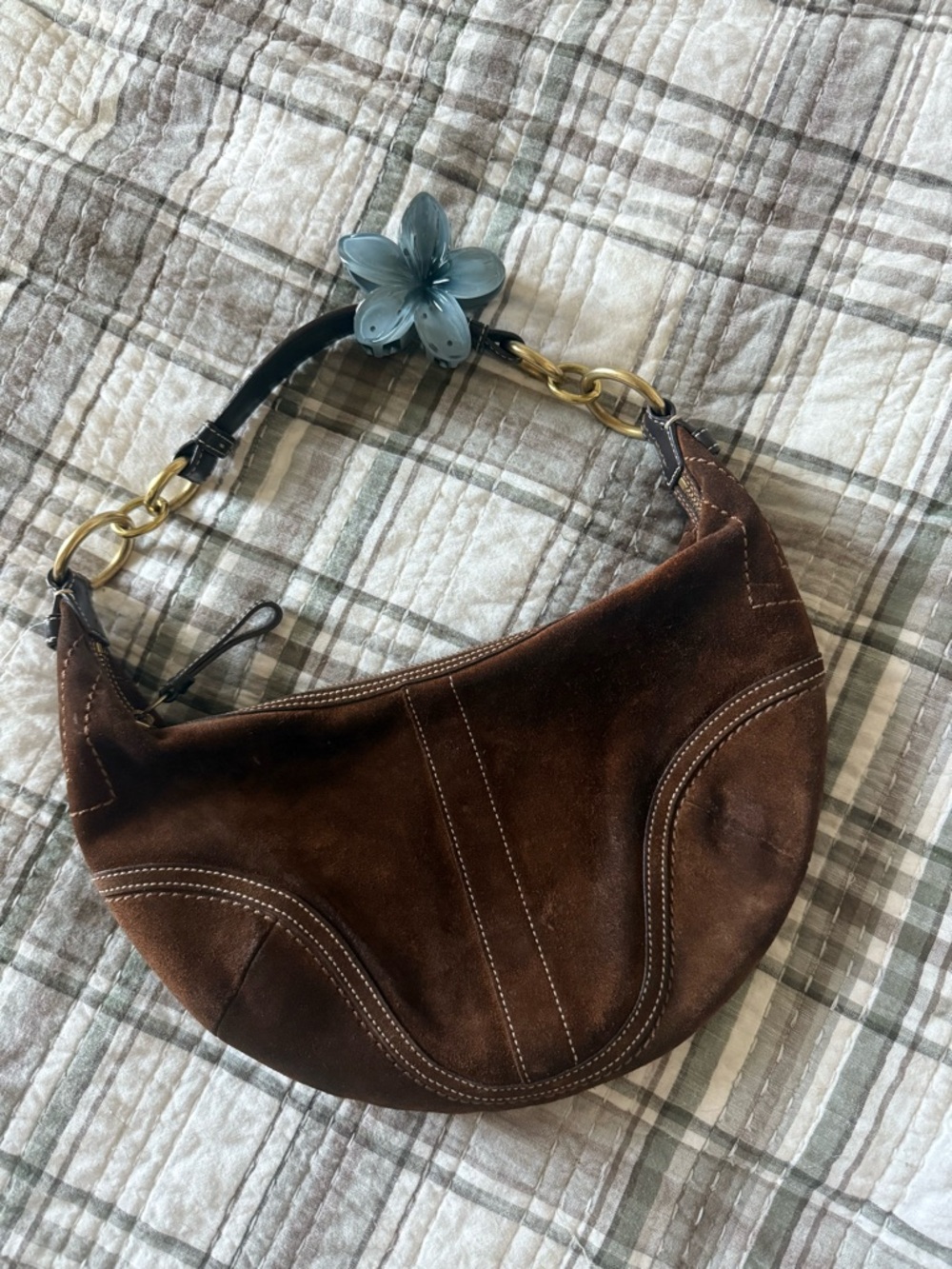 Y2K Coach Brown hobo shoulder bag gold hardware